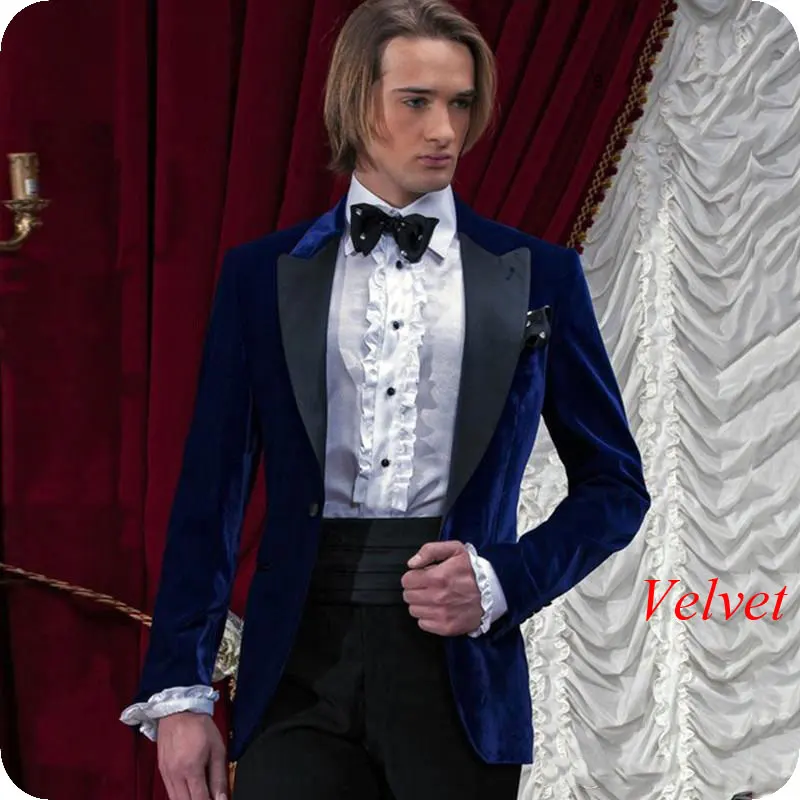 men suits for wedding velvet groom tuxedos (17)