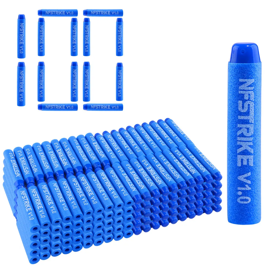 100pcs/ 500PCS/ 1000pcs NFSTRIKE V1.0 Customized Soft Bullet For Nerf Elite Series Toy Gun Part 7.2*1.3CM Bullets -Blue