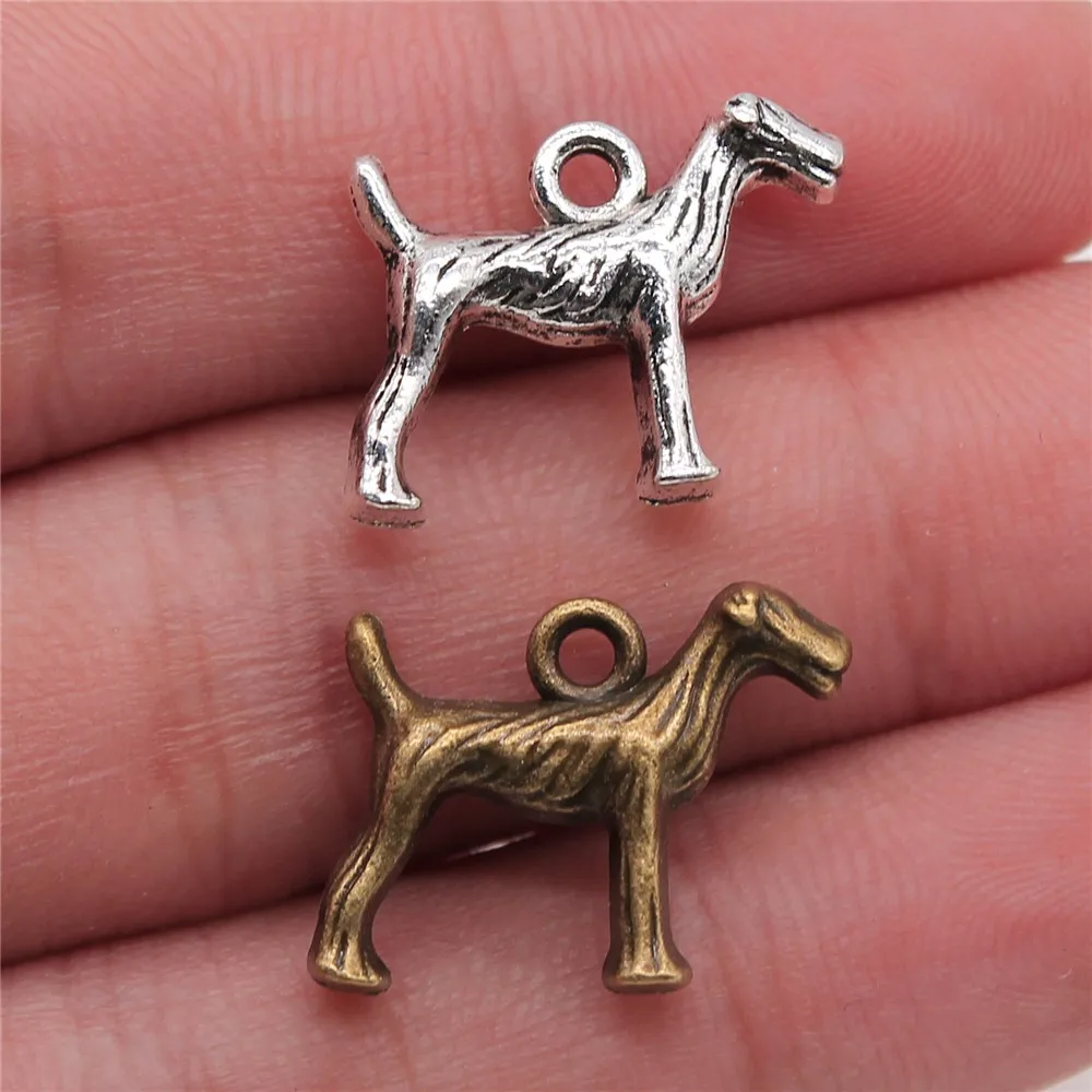 

WYSIWYG 8pcs Jewelry Making Handmade Craft Charms Antique Silver Antique Bronze Color 18x15mm Puppy Hound Dog Pendant