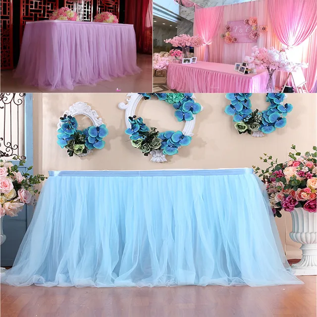1pc Diy Tulle Table Skirt Cover Birthday Wedding Festive Party Decor 1pc Diy Tulle Table Skirt Cover Birthday Wedding Festive Party Decor Cloth Tutu Tableware Skirts