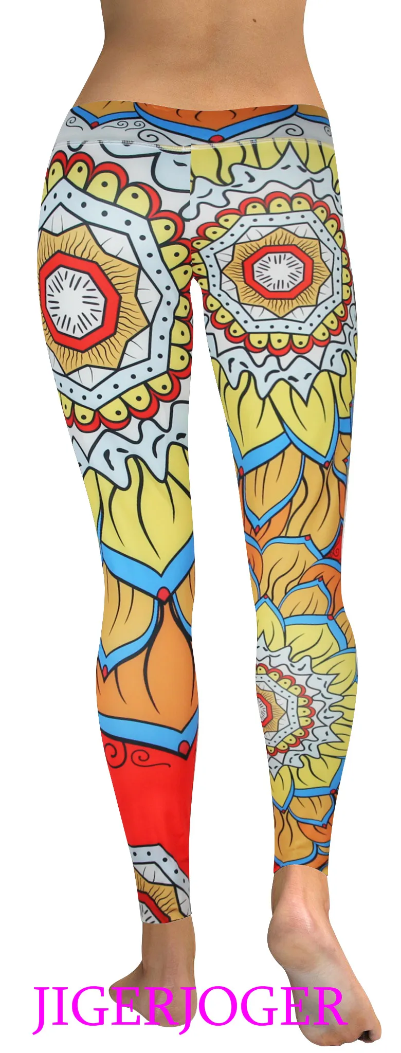 High waist yellow lotus flower legging (3)