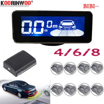 

Koorinwoo Electromagnetic LCD Digital Screen Car parking sensors 4/6/8 Radars front Voice Buzzer Back Reverse Parktronic System