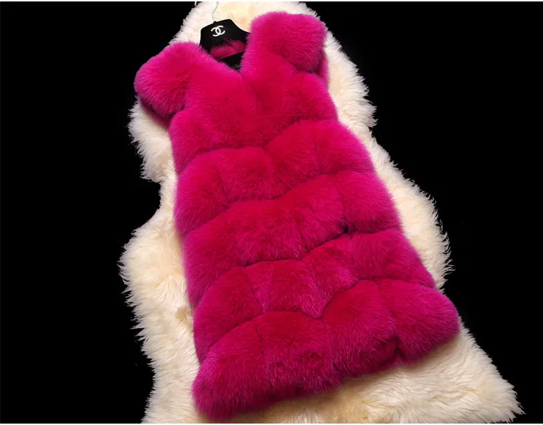 Red Gilets Qualité grey Femmes Haute Vagary White wine De rose red Grey Colete Fourrures Fourrure Renard Gilet D'hiver purple blue Mode Manteau black Long original Faux Chaud Feminino Luxe dark E7PqgPfx