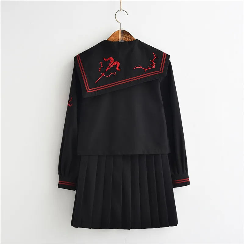 UPHYD Dark Demon School Uniforms For Girls Anime Cosplay Costumes JK Sailor Uniforms S-XL Top And Pleated Skirt