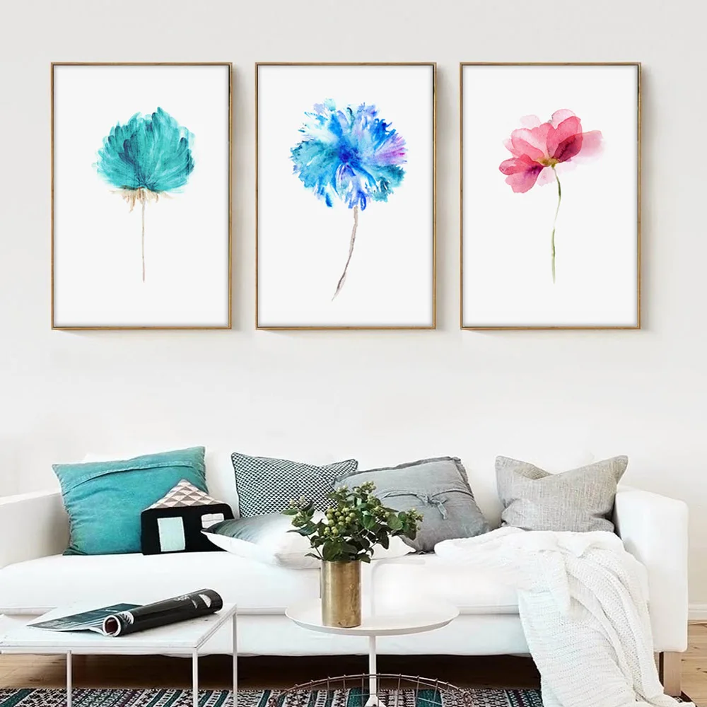 Modern-Watercolor-Beautiful-Plant-Floral-Flower-Rose-A4-Canvas-Art-Print-Nordic-Posters-Wall-Picture-Home (2)