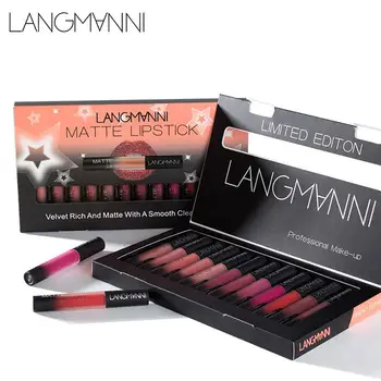 

None Pcs/set Matte Lips Makeup Liquid Lipstick Set Moisturizing Waterproof Lasting Lip Gloss Kit