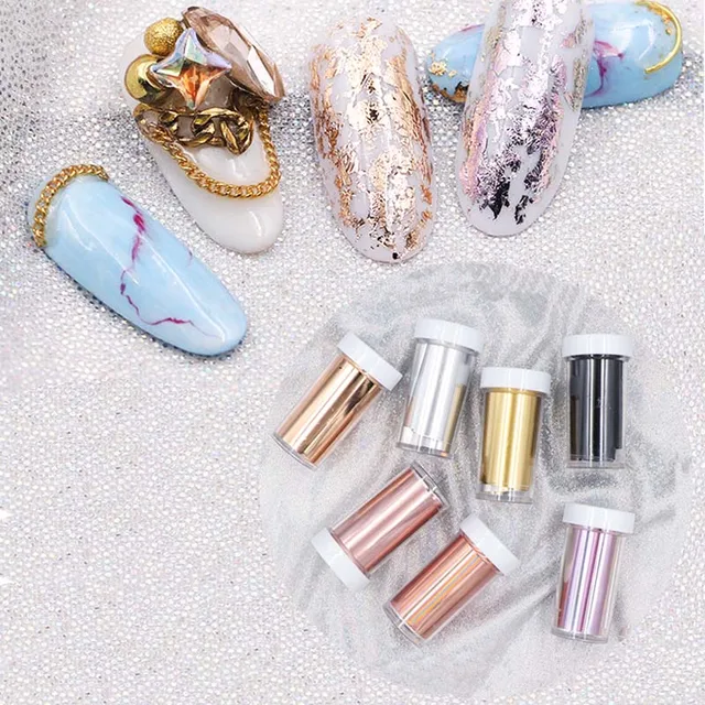 Laser Matte Rose Gold Nail Transfer Foils Decorations Nail Art