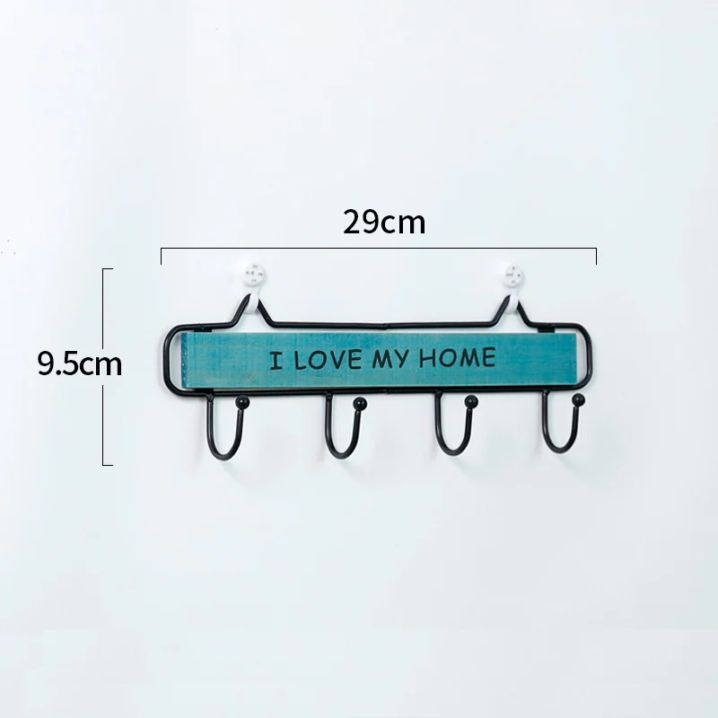 Простая деревянная чугун настенная вешалка для одежды Hoom декоративная шляпа держатель для ключей подвесная полка для хранения вещей крыльцо дверь ванная комната вешалка крюк - Цвет: blue S
