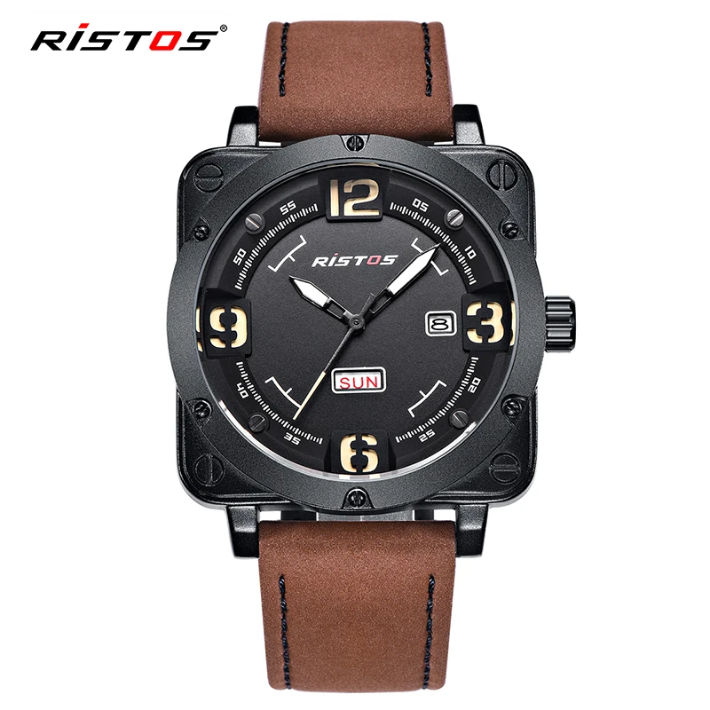 RISTOS 2018 Мужские кварцевые часы Экстремальный Спорт военные кожаные Reloj Masculino Deporte