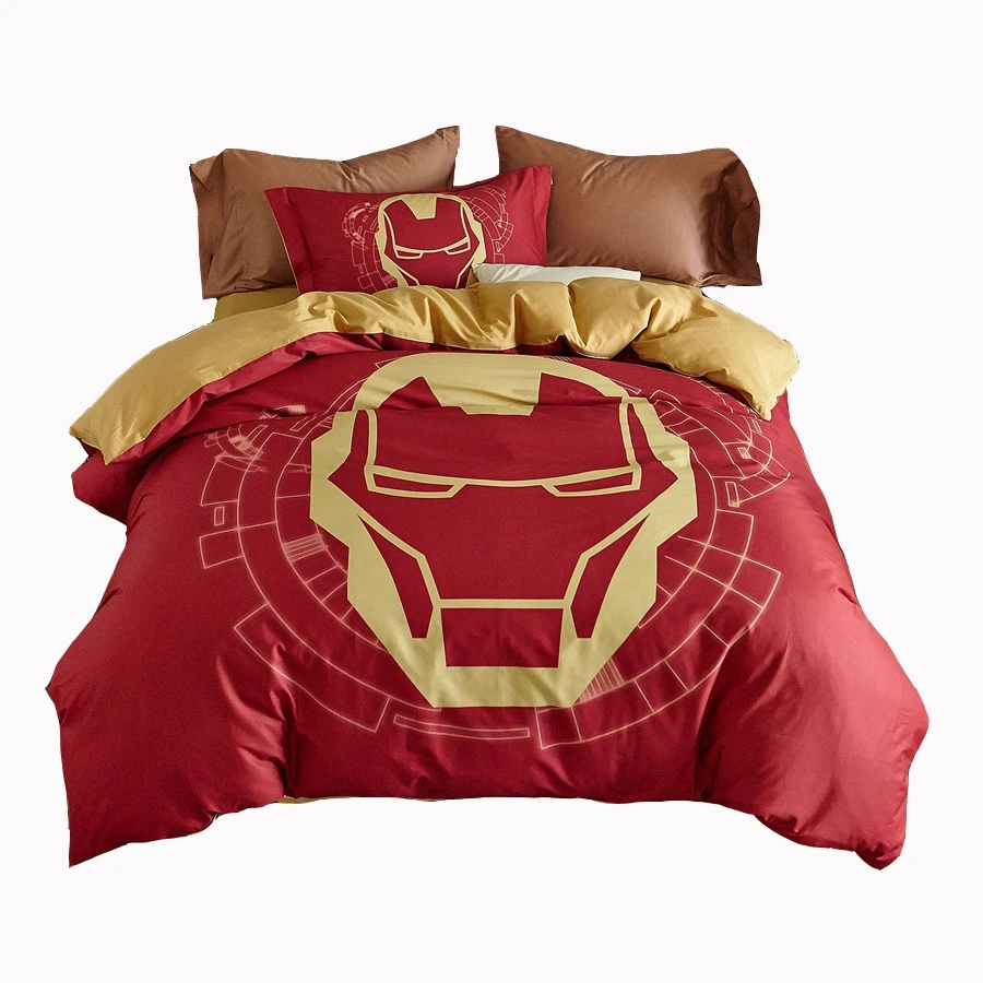 100 cotton bedding set queen single size iron Man duvet cover