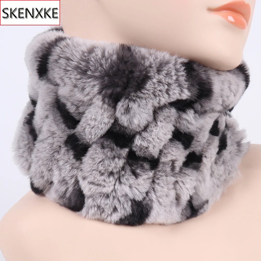 

2019 Winter Women Real Fur Ring Scarf Knit Genuine Rex Rabbit Fur Headbands Elastic Warm Soft Natural Rex Rabbit Fur Neckerchief