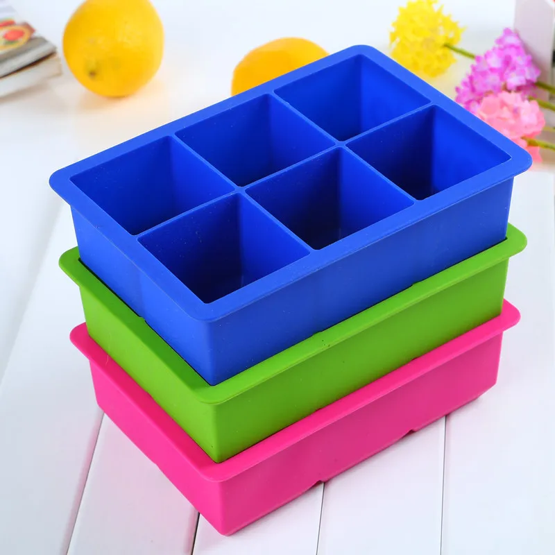 

1 PC Novelty 6-Square Soft Silicone Ice Cube Tray Ice Maker Jelly Pudding Mould Free Shipping