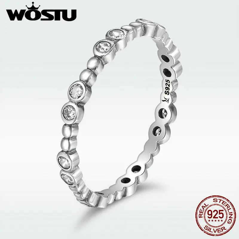

WOSTU Hot Sale 925 Sterling Silver Simple Style Stackable Finger Rings For Women Simple Design Party Jewelry Silver Ring DXR102