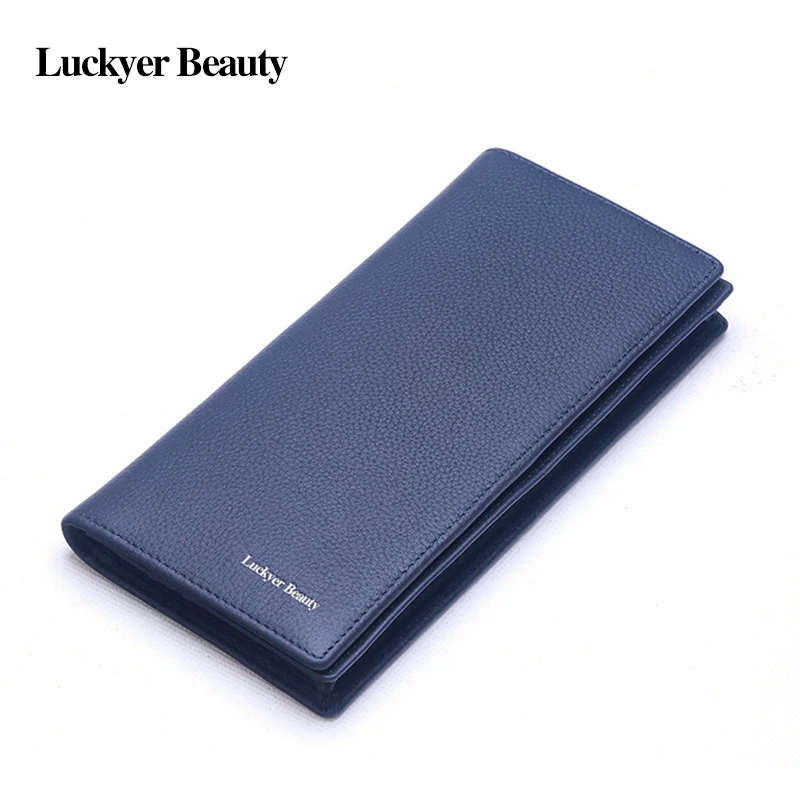 

LUCKYER BEAUTY Fashion Men Long Purse Famous Brand Men's Wallet Money Pocket Luxury Male Clutch Bag Genuine Leather Card Holder