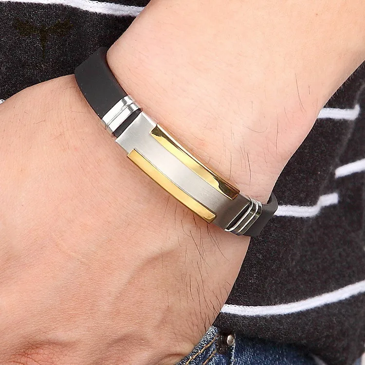 

Fgift Gold Bangle Bracelet Stainless Steel Rubber Belt Clasp Bracelets for Women Men Bangles Fashion Dubai Jewelry