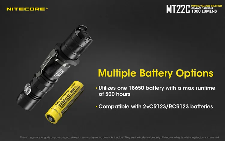 NITECORE MT22C + 18650 аккумуляторная батарея поворотный переключатель 1000 LMs фонарик поиск спасательный портативный литой фонарь Бесплатная