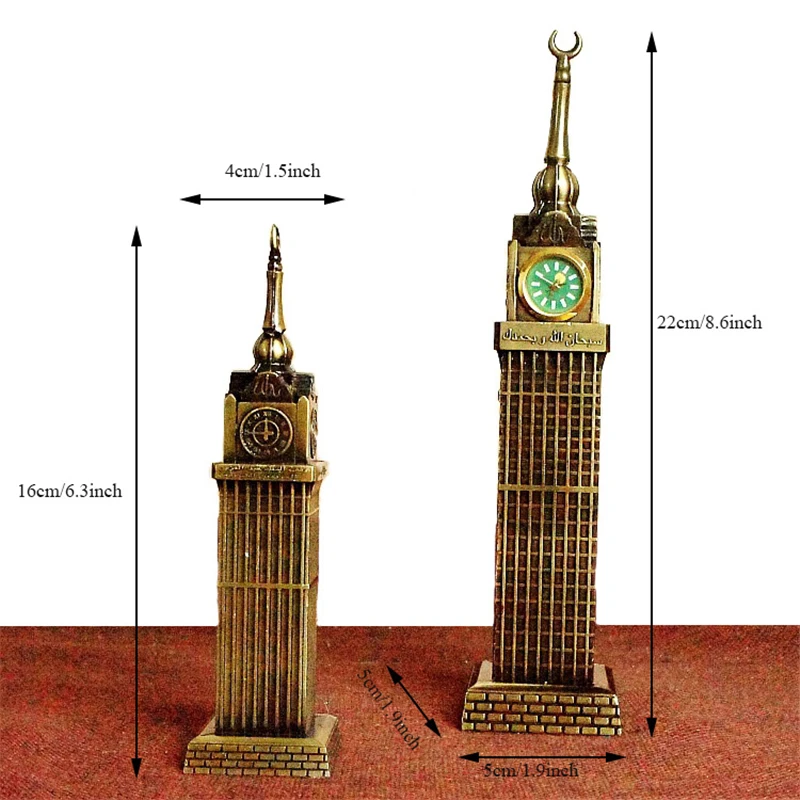 Макка часы королевская башня модель Креативный металл ремесло настольная фигурка орнамент украшение дома аксессуары современное оформление помещения