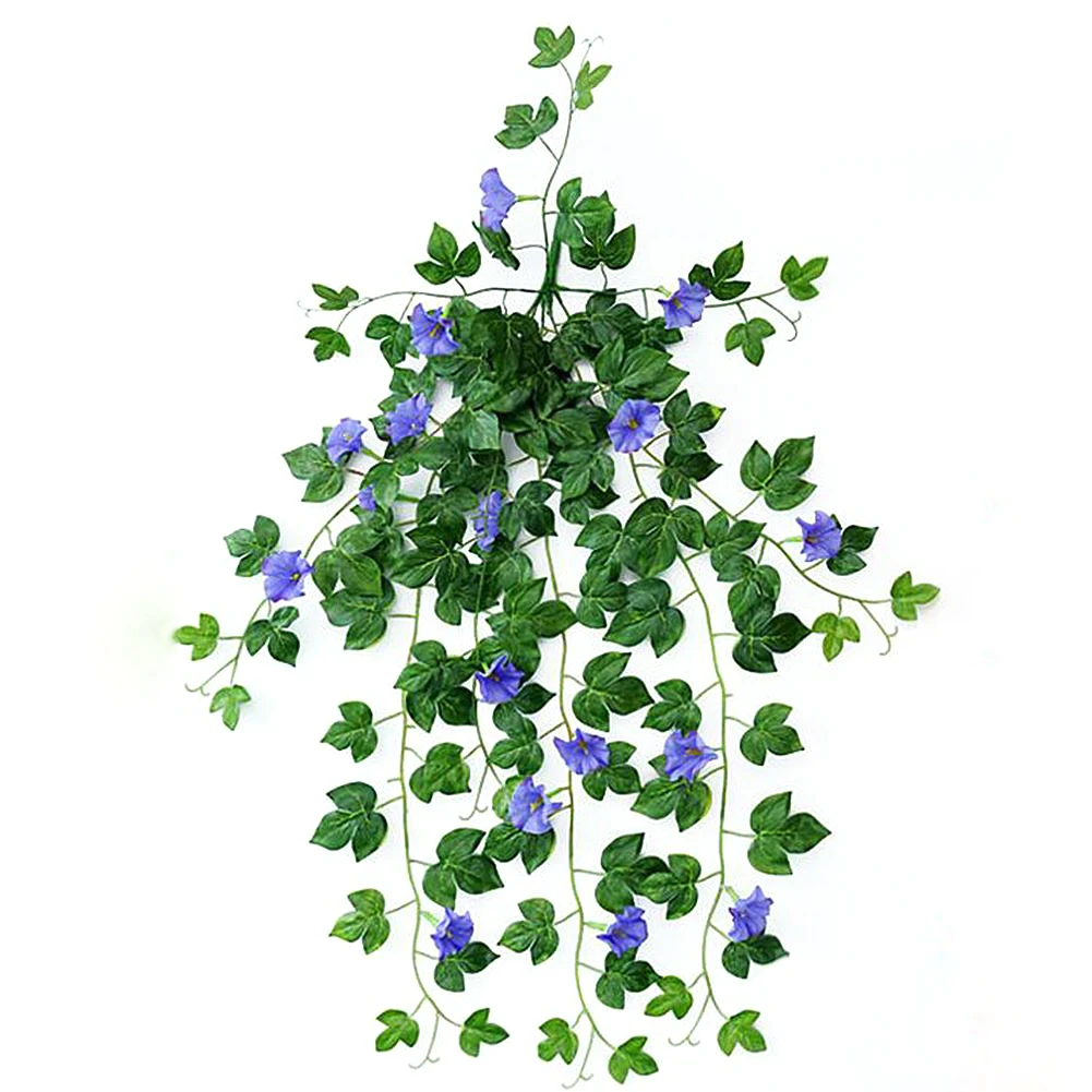 Morning Glory Подвесные Растения, шелковая гирлянда, поддельное зеленое растение для домашнего сада, настенный забор, лестница, для улицы, свадебные подвесные корзины, Декор - Цвет: blue