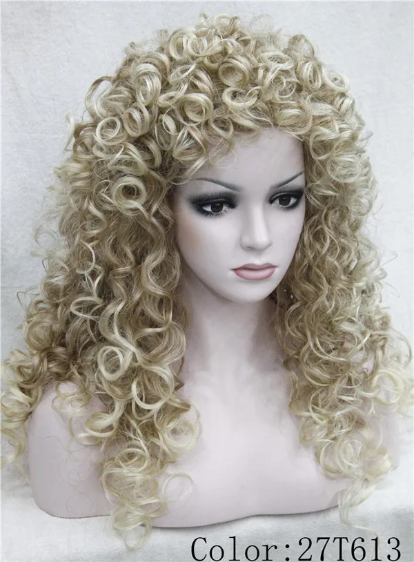 Женские синтетические парики длинные вьющиеся парик блонд/коричневые волосы натуральный пушистый прическа StrongBeauty - Цвет: 27T613