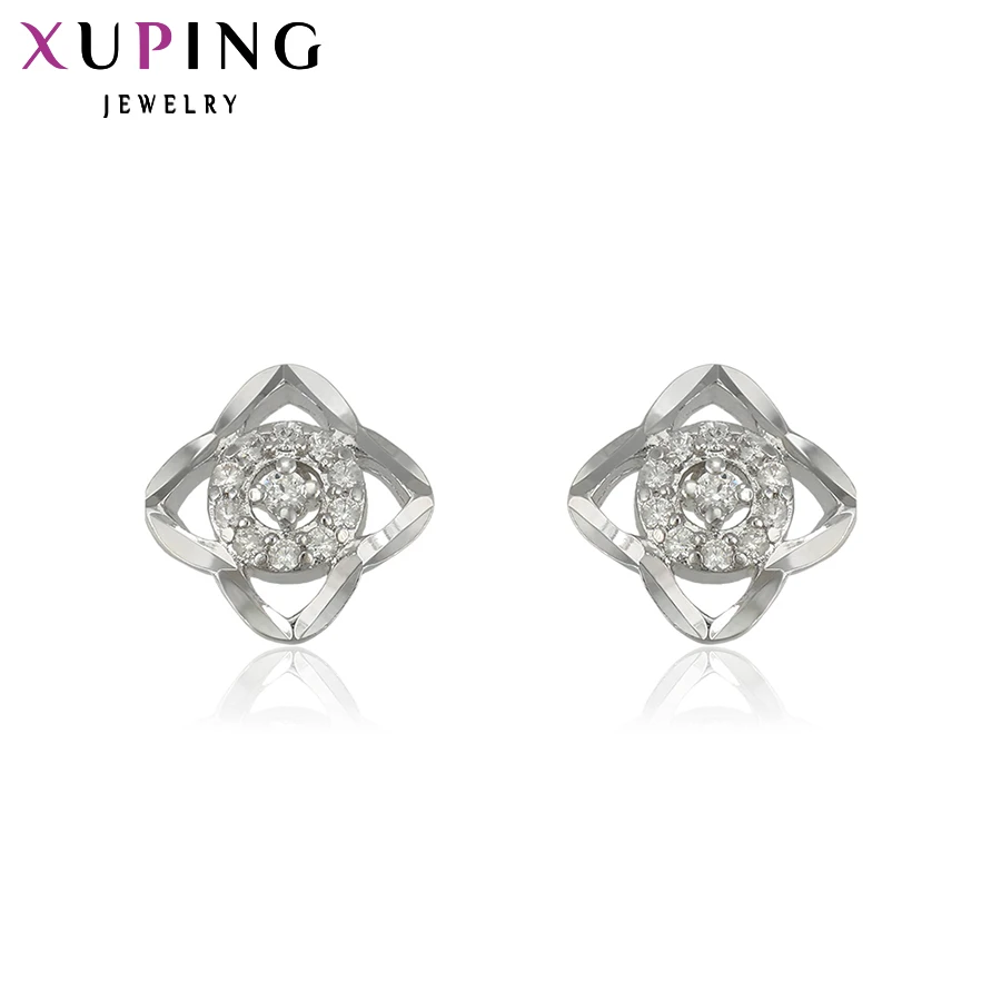 

Xuping Jewelry Elegant Fashion Stud Flower-shaped Rhodium Plated Earrings Best Gift For Woman for Party 29061