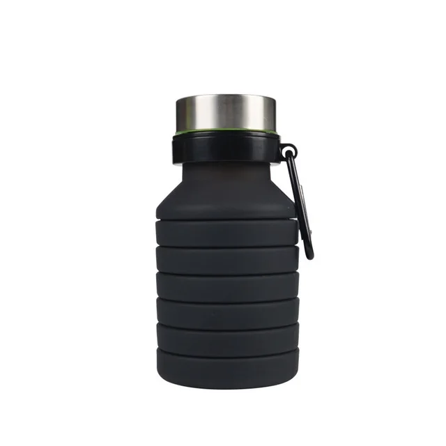 UPORS 550 мл уличная Складная Спортивная бутылка для воды портативная силиконовая складная бутылка для воды шейкер для протеина бутылка для воды - Цвет: Black