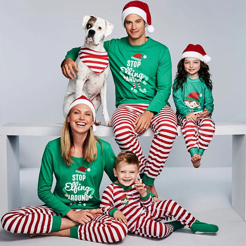 Новые рождественские пижамы; одежда для семьи; Семейные комплекты для мамы, дочки, папы и сына; комплекты одежды для семьи; одежда для сна на год