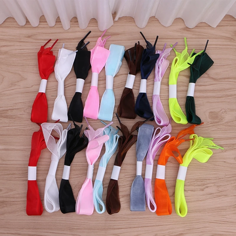 

2018 Fashion 1.35CM Chiffon Shoelace Ice Cream Lace Shoes Strings Colorful General Use Multi Color New Long Durable