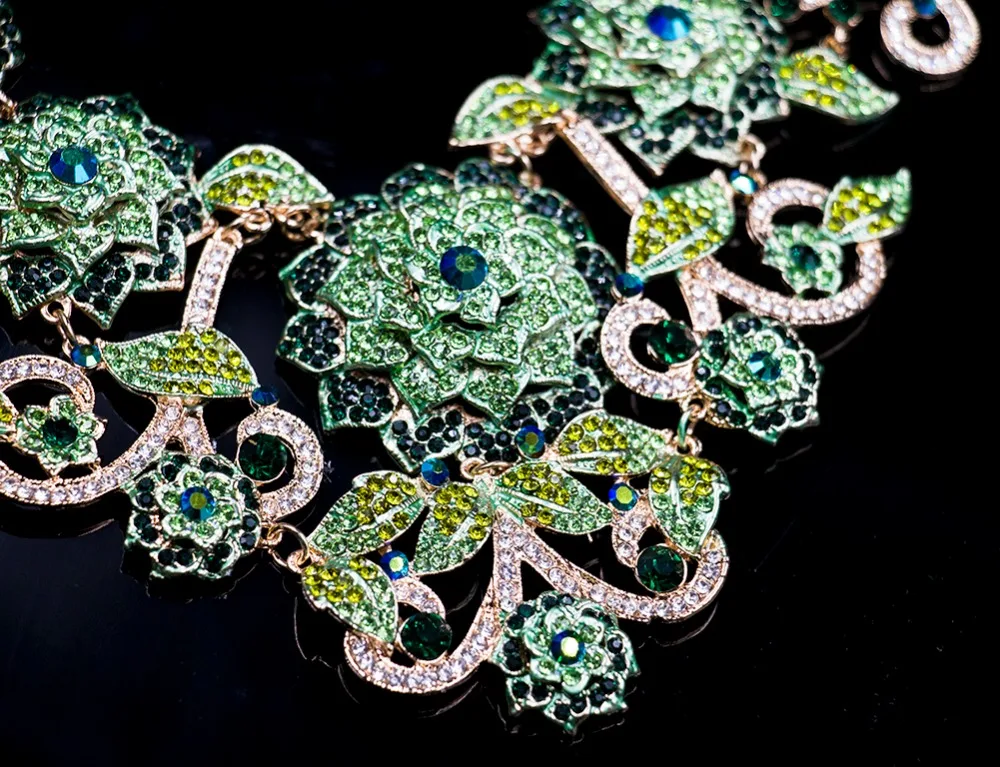LAN дворец бутик свадебный ювелирный набор большие цветы корсаж австрийский кристалл ожерелье и серьги для свадьбы