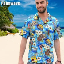 Новинка Лето хлопок Гавайский праздник пляжная рубашка мужская и женская Повседневная рубашка с коротким рукавом с принтом плюс размер свободные топы D077