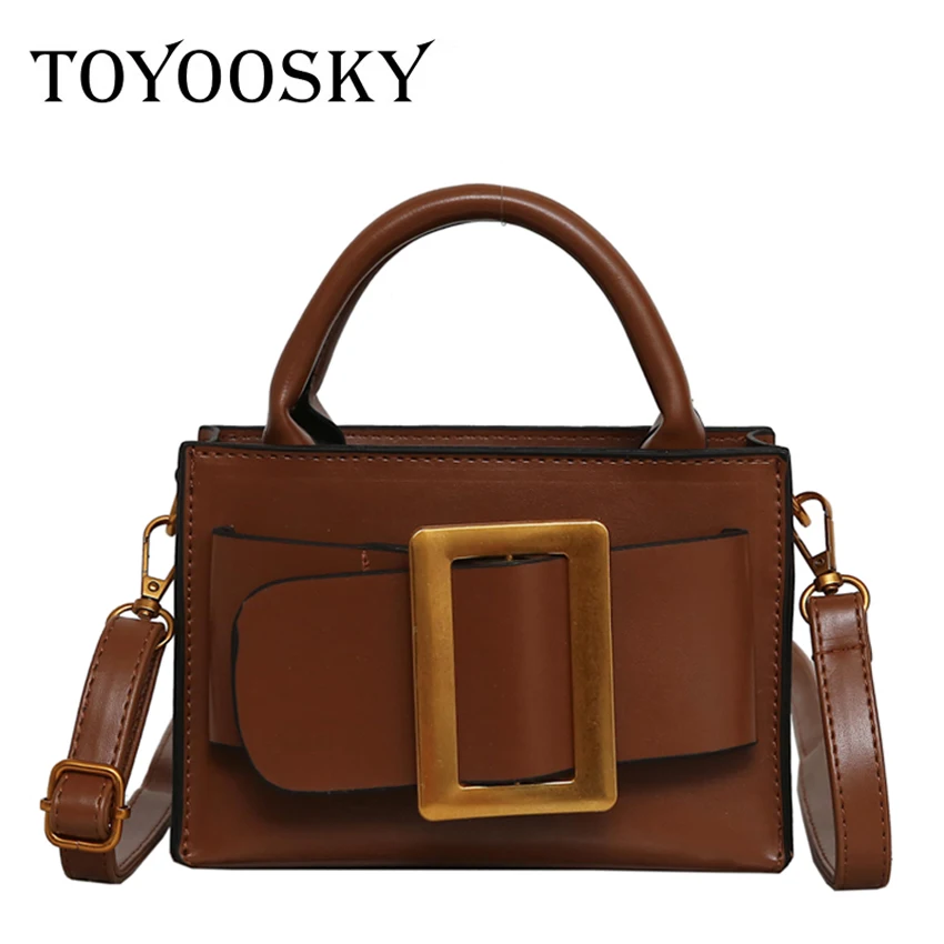 Модные женские сумки TOYOOSKY с пряжкой для ремня Дизайнерские однотонные маленькие