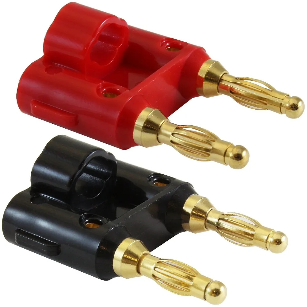 4Pcs Gilded Double Dual 4mm Banana Plug for Binding Post Jack Speaker