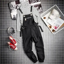 Тенденция свободные комбинезоны мужской моды корейской версии прилив мужские повседневные комбинезоны шаровары подтяжки штаны