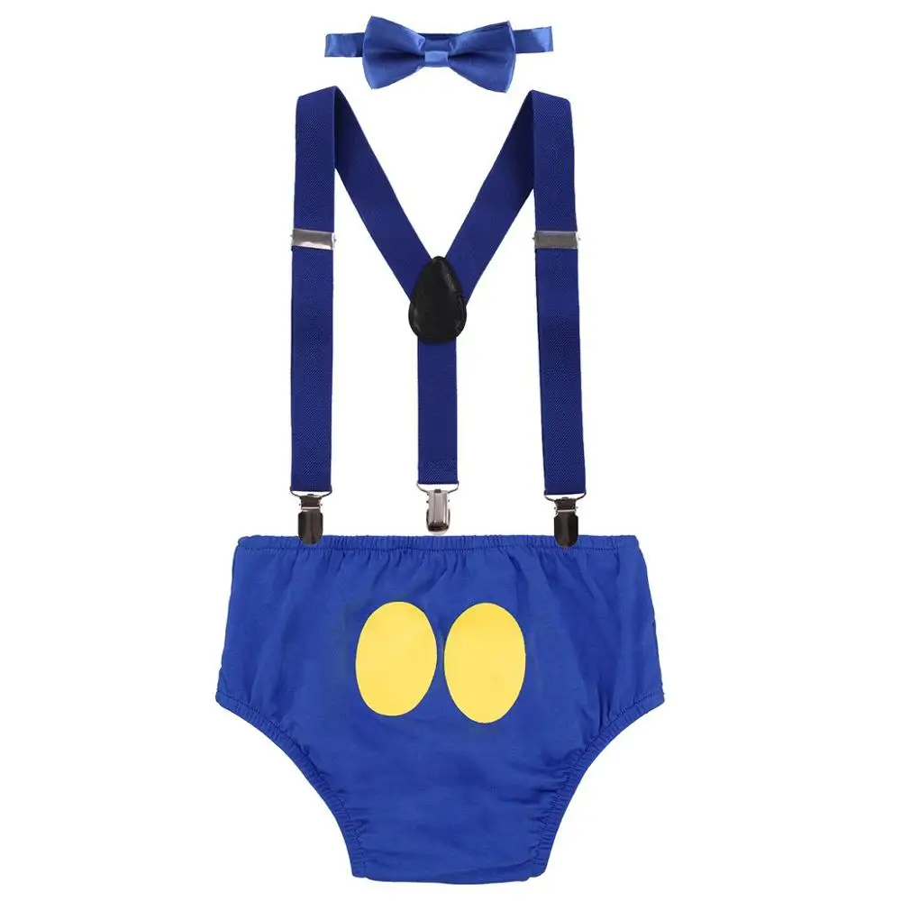 Cake Smash Baby Clothes Cute Mickey Mouse Cosplay Outfit Birthday 1st Birthday for Boy Girls Suspender Outfit Photography Props - Цвет: F