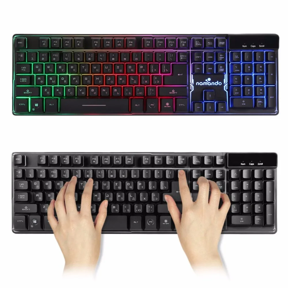 

Russian Wired Gaming Keyboard with 3 Colors LED Backlit light Float Keycap for Desktop Laptop Macbook USB Teclado Gamer