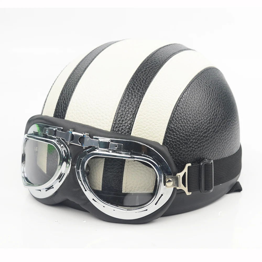Half Motorcycle Helmet Open Face Electric Bicycle Casque Goggles Visor For Scooter Cycling Touring vintage Helmet For Harley