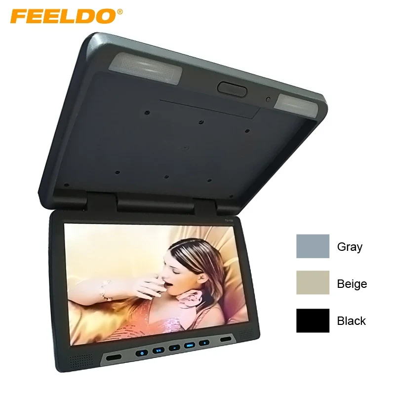 Feeldo رصد سيارة حافلة 15.6 بوصة سقف الخيالة lcd فليب lcd مراقب dvd 3-Color # AM1292