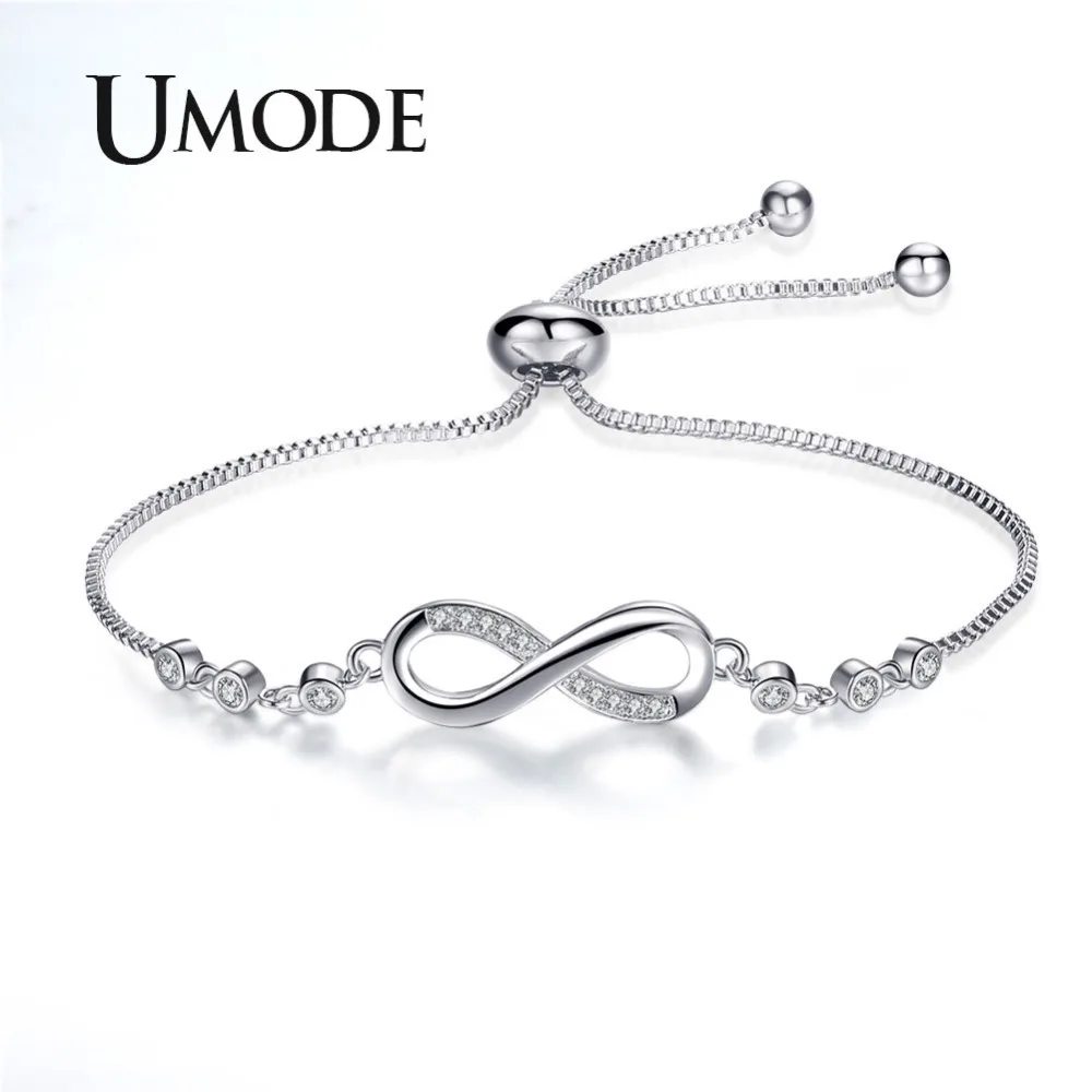

UMODE Charm Initial Letter Infinity Woman Bracelet Enfant Fille Lace Up Cubic Zirconia Copper Cute Femme Jewelry pulseras UB0132