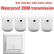 1 излучатель+ 4 приемники дверного звонка водонепроницаемый 280 м Рабочий беспроводной дверной звонок, дверной звонок, беспроводной, беспроводное кольцо, 36 мелодий дверной Звонок