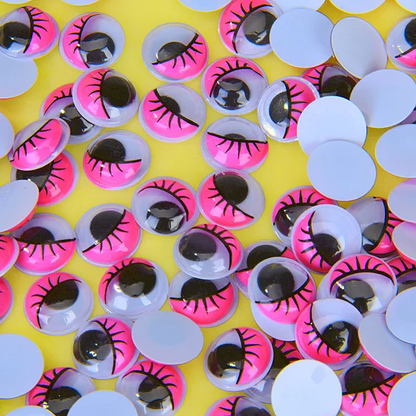 100± 15mm Coloured Eyelashes Jiggle Wiggly Google Googly Eyes Craft Scrapbooking