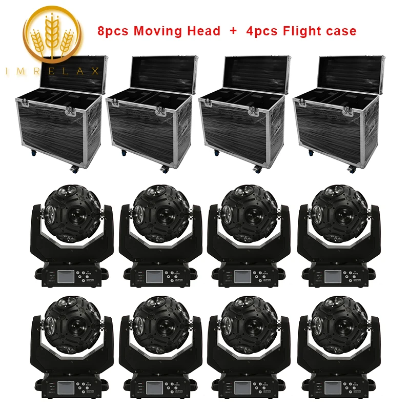 

IMRELAX 8pcs 12*20W RGBW 4in1 LED Football Moving Head Light With Flight Case Package Gobos Plate&Color Plate High Brightness