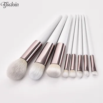 2019 새로운 메이크업 브러쉬 세트 8 개 부드러운 합성 머리 나무 손잡이 고품질 파운데이션 브러쉬 여성 얼굴 메이크업 뷰티