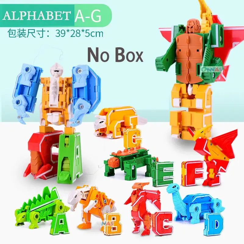 26 букв, A-Z, алфавит, животное, динозавр, воин, деформация, фигурки, трансформация, робот, игрушки для детей, подарок, Brinquedos - Цвет: ABCDEFG No Box