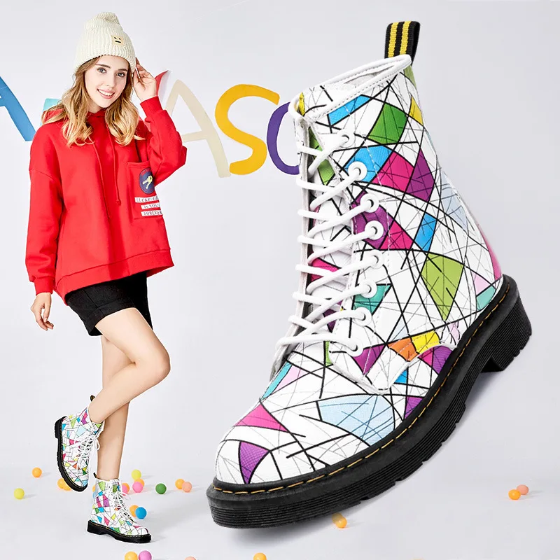 colorful mixed color ankle boots women brand designer multi color piece