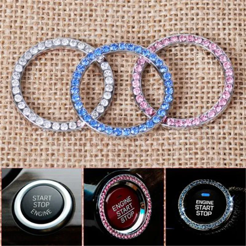 Mr Tea Diamond Car Interior Styling One-Key Engine Start Stop Accensione Pulsante Decorazione Anello Per Toyota Honda Nissan Mazda