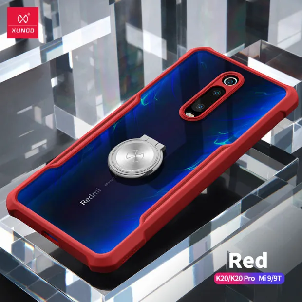 Чехол для телефона xiaomi redmi K20 pro mi 9T Pro note 8 pro кольцевой защитный чехол бампер XUNDD прозрачный redmi K 20 чехол - Цвет: Red-with ring