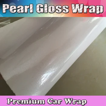 

Gloss Pearl white metallic Vinyl Car Wrap Styling With Air release full car Cover Film with Glitter sparkle shiny 1.52x20m/Roll