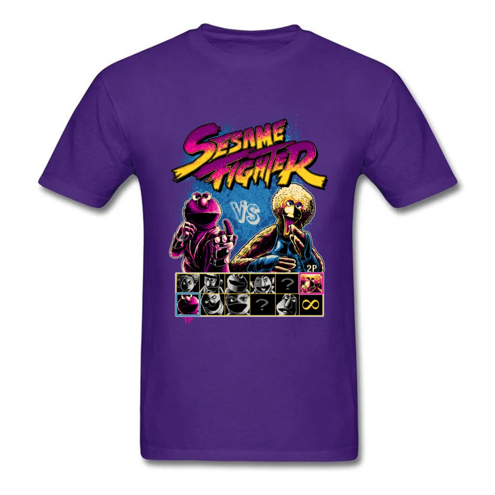 Sesame Fighter O Neck T-shirts Summer Tops Shirts Short Sleeve Retro Cotton Fabric Casual Tee-Shirts Design Boy Sesame Fighter purple