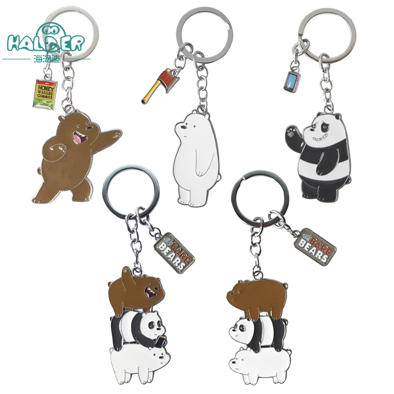 

Halder We Bare Bears Ring Action Figures Toy Three Bare Bears Grizzly Panda Ice bear Pendants Trinkets Decoration For SchoolBag