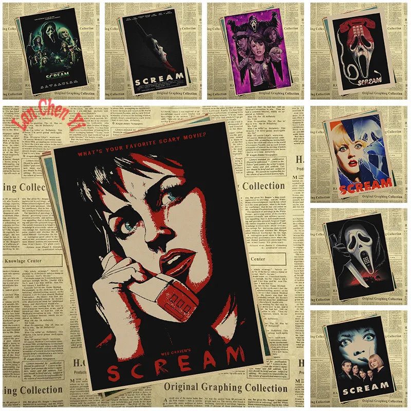SCREAM Classic Horror Movie Kraft Paper Poster For font b Home b font Decoration Print decorative