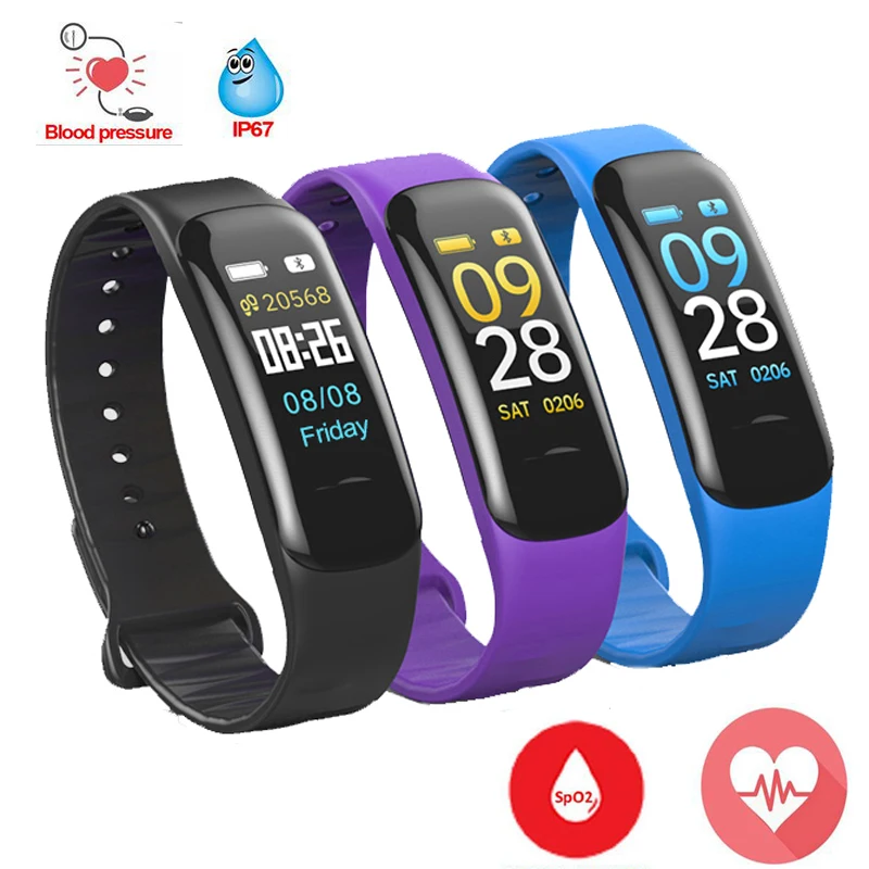 

Smart Bracelet Band Android IOS Watch Wristband Colorful Screen Blood Pressure Heart Rate Monitor Blood Oxygen Monitor